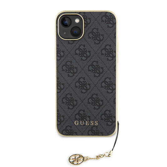 Custodia per Apple iPhone 15 Plus, Guess, 4G Charm, Grigio