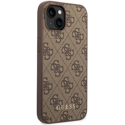 Custodia per Apple iPhone 15 Plus, Guess, 4G Metal Gold Logo, Marrone