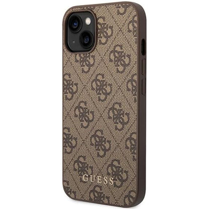 Custodia per Apple iPhone 15 Plus, Guess, 4G Metal Gold Logo, Marrone