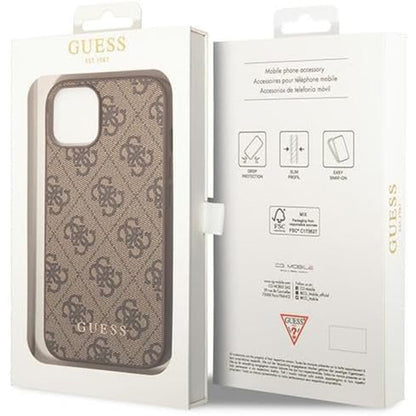 Custodia per Apple iPhone 15 Plus, Guess, 4G Metal Gold Logo, Marrone
