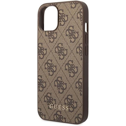 Custodia per Apple iPhone 15 Plus, Guess, 4G Metal Gold Logo, Marrone