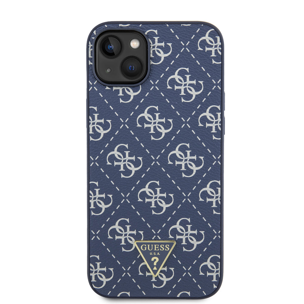Custodia per Apple iPhone 15 Plus, Guess, 4G Triangle Logo, Blu
