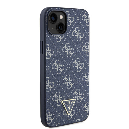 Custodia per Apple iPhone 15 Plus, Guess, 4G Triangle Logo, Blu