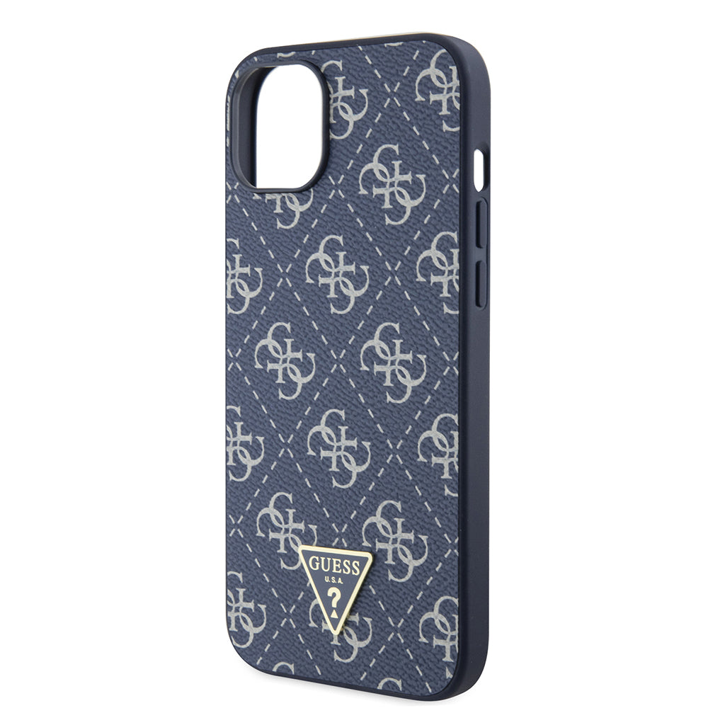 Custodia per Apple iPhone 15 Plus, Guess, 4G Triangle Logo, Blu