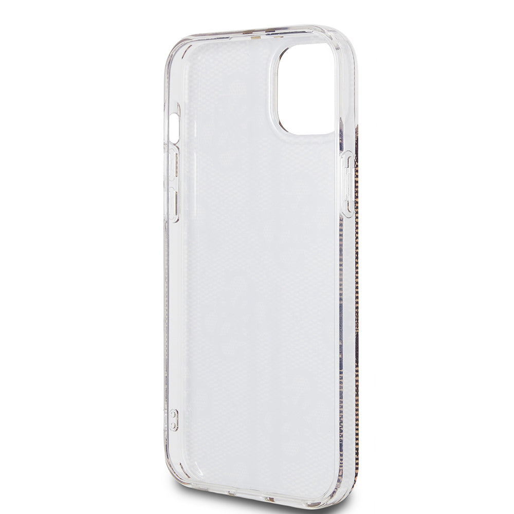 Case for Apple iPhone 15 Plus, Guess, IML 4G Gold Stripe, Brown