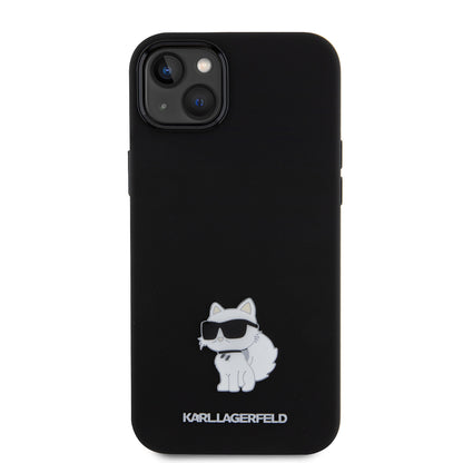 Case for Apple iPhone 15 Plus, Karl Lagerfeld, Silicone Choupette Metal, Black