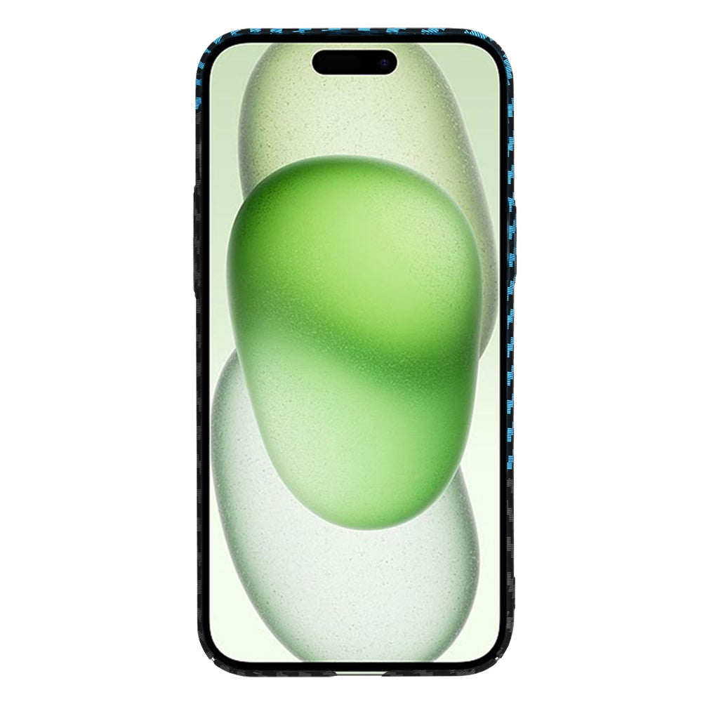 Custodia per Apple iPhone 15 Plus, Techsuit, Carbonite FiberShell, Nero Bleu