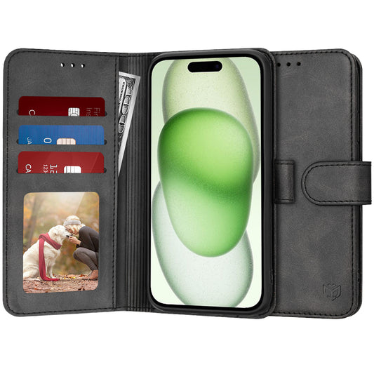 Custodia per Apple iPhone 15 Plus, Techsuit, Diary Book, Nera