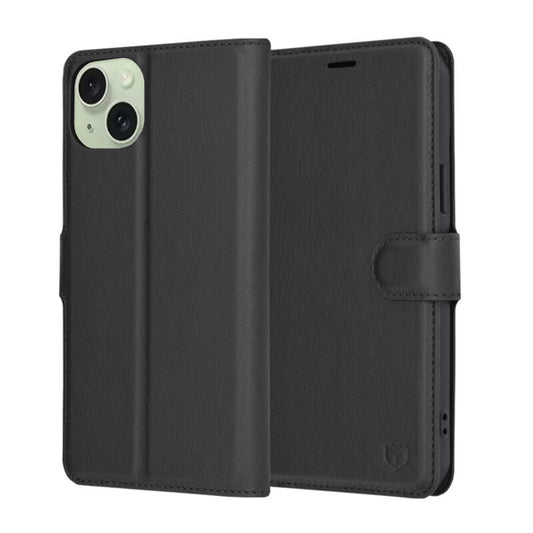 Custodia per Apple iPhone 15 Plus, Techsuit, Leather Folio, Nera