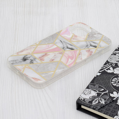 Custodia per Apple iPhone 15 Plus, Techsuit, Marble, Rosa