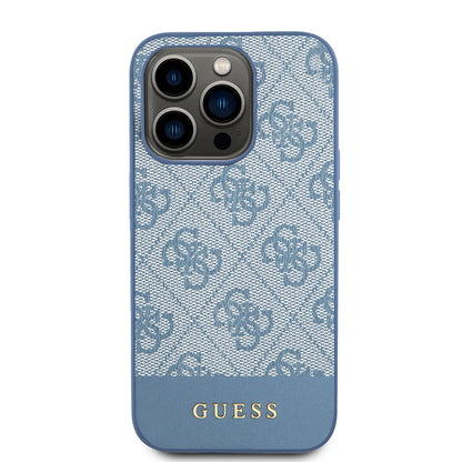 Custodia per Apple iPhone 15 Pro, Guess, 4G Stripe, Blu