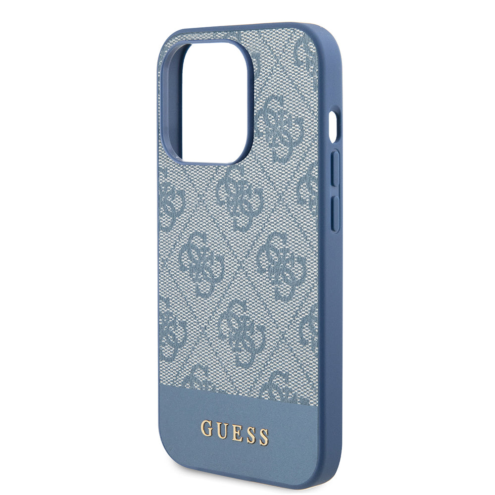 Custodia per Apple iPhone 15 Pro, Guess, 4G Stripe, Blu