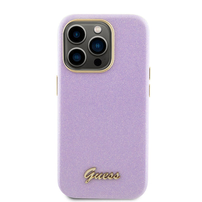 Case for Apple iPhone 15 Pro, Guess, Glitter Glossy Script, Light Purple