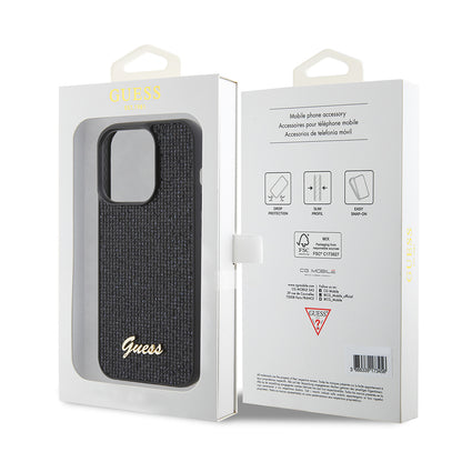 Custodia per Apple iPhone 15 Pro, Guess, PU Square Mirror Script Logo, Nera GUHCP15LPMSDGSK