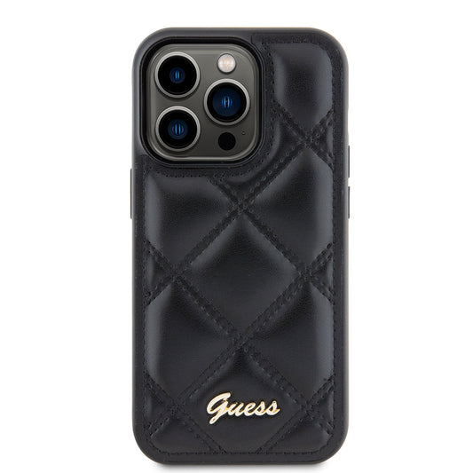 Custodia per Apple iPhone 15 Pro, Guess, Quilted Metal Logo, Nera
