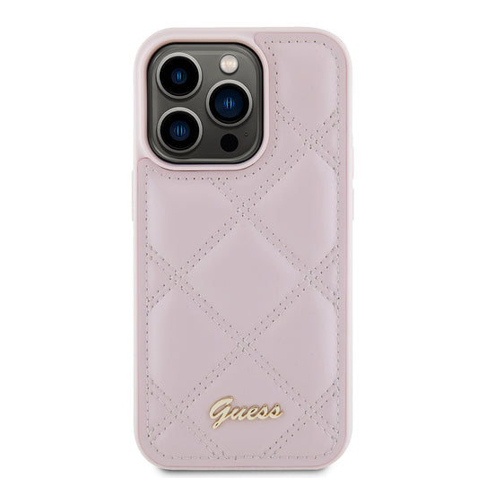 Custodia per Apple iPhone 15 Pro, Guess, Quilted Metal Logo, Rosa