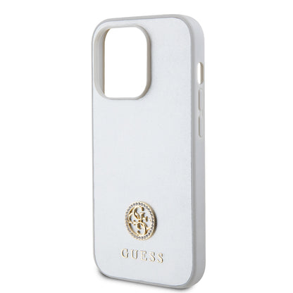 Custodia per Apple iPhone 15 Pro, Guess, Strass Metal Logo, Argento