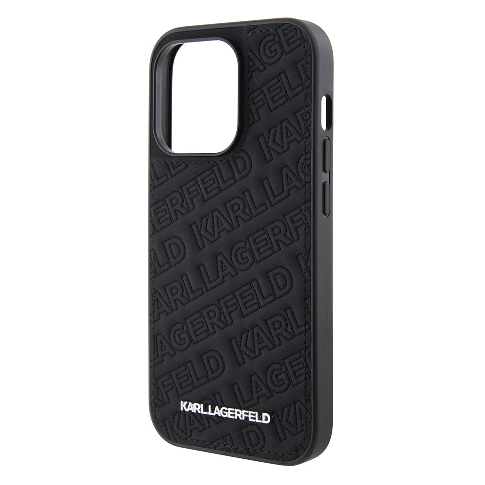 Custodia per Apple iPhone 15 Pro, Karl Lagerfeld, Diagonal Quilted K Pattern, Nera