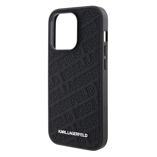 Custodia per Apple iPhone 15 Pro, Karl Lagerfeld, Diagonal Quilted K Pattern, Nera