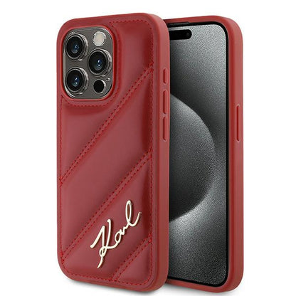 Custodia per Apple iPhone 15 Pro, Karl Lagerfeld, Diagonal Quilted Script, Rosie