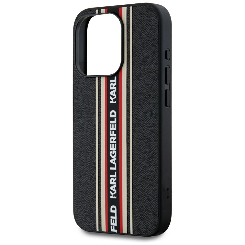 Custodia per Apple iPhone 15 Pro, Karl Lagerfeld, Saffiano Athleisure Stripes with Strap, Rosie