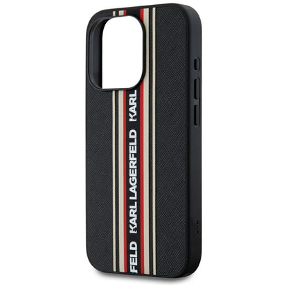 Custodia per Apple iPhone 15 Pro, Karl Lagerfeld, Saffiano Athleisure Stripes with Strap, Rosie