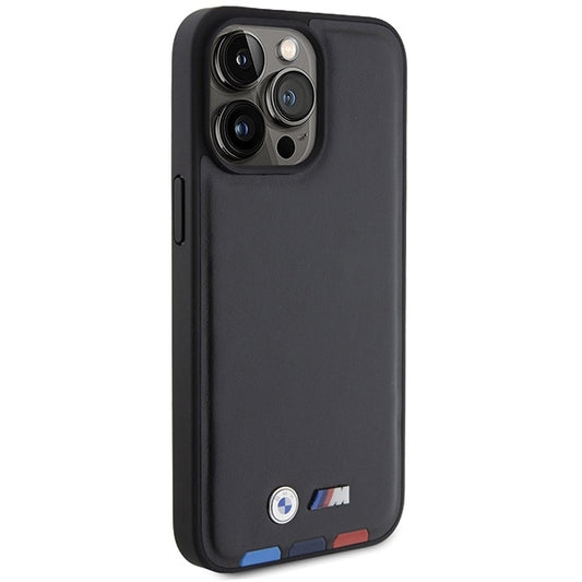 Custodia per Apple iPhone 15 Pro Max, BMW, Stamp Tricolore, Nera