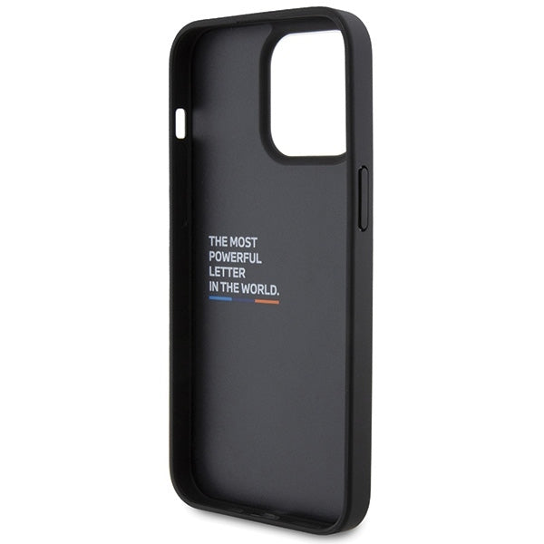 Custodia per Apple iPhone 15 Pro Max, BMW, Stamp Tricolore, Nera