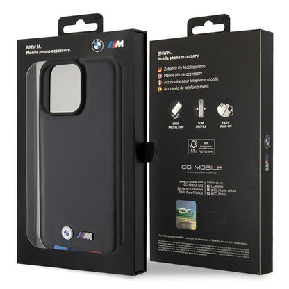 Custodia per Apple iPhone 15 Pro Max, BMW, Stamp Tricolore, Nera