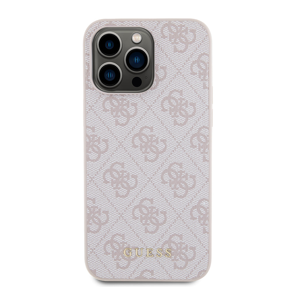 Custodia per Apple iPhone 15 Pro Max, Guess, 4G Metal Gold Logo, Rosa