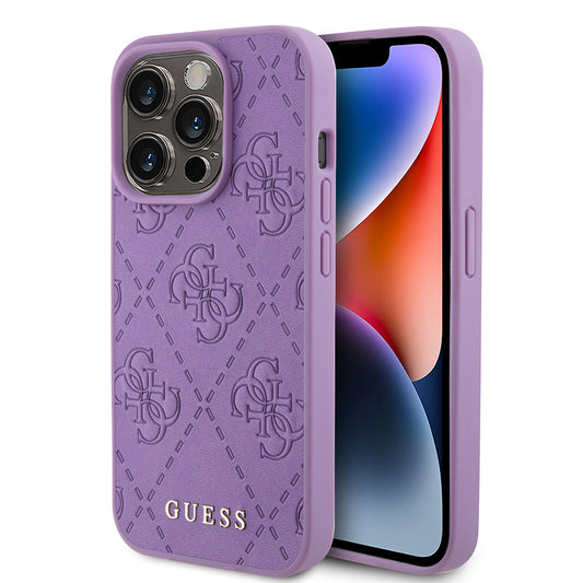 Custodia per Apple iPhone 15 Pro Max, Guess, 4G Stamped, Lilla Chiaro