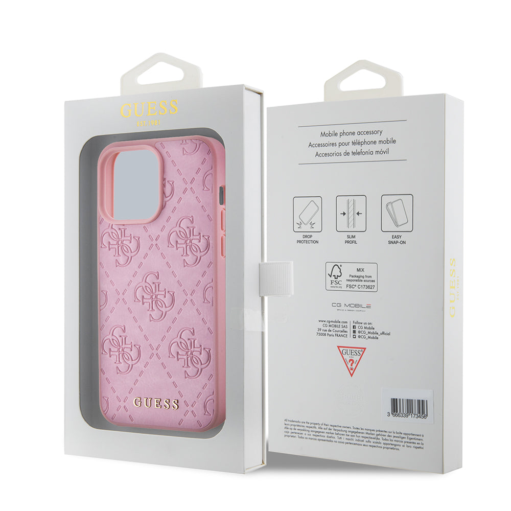 Custodia per Apple iPhone 15 Pro Max, Guess, 4G Stamped, Rosa