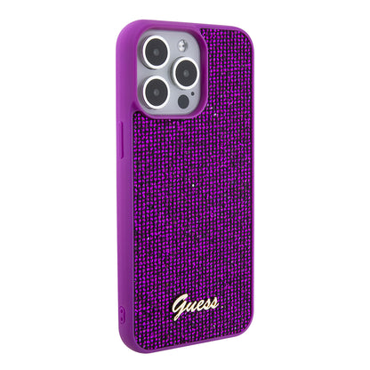 Custodia per Apple iPhone 15 Pro Max, Guess, Disco Metal Script, Fucsia