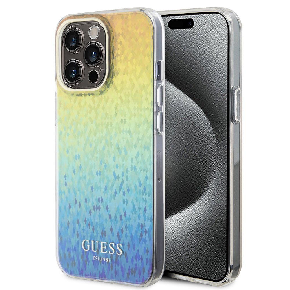 Custodia per Apple iPhone 15 Pro Max, Guess, IML Faceted Mirror Disco Iridescent, Multicolore