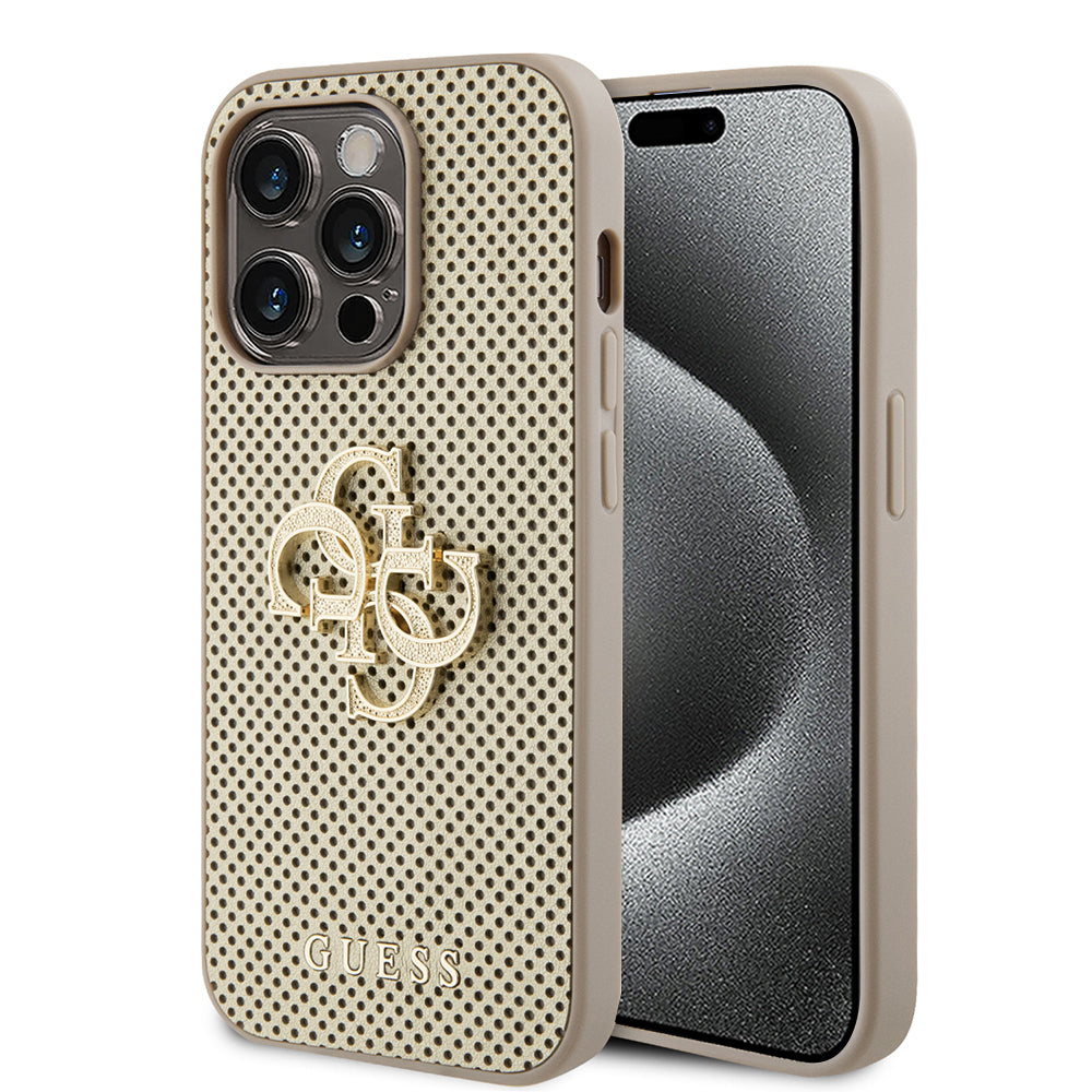 Custodia per Apple iPhone 15 Pro Max, Guess, Perforated 4G, Dorata