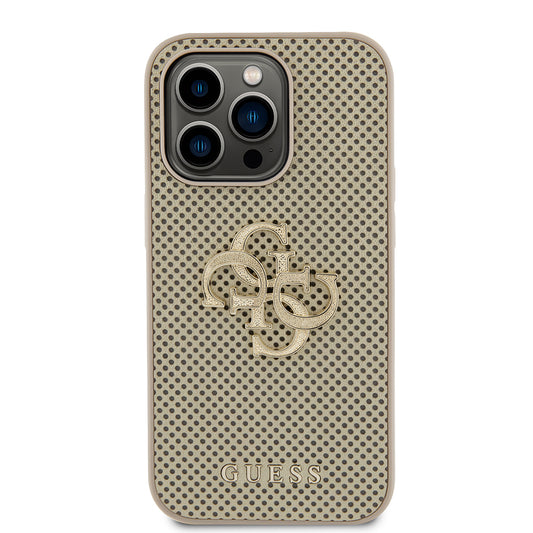 Custodia per Apple iPhone 15 Pro Max, Guess, Perforated 4G, Dorata