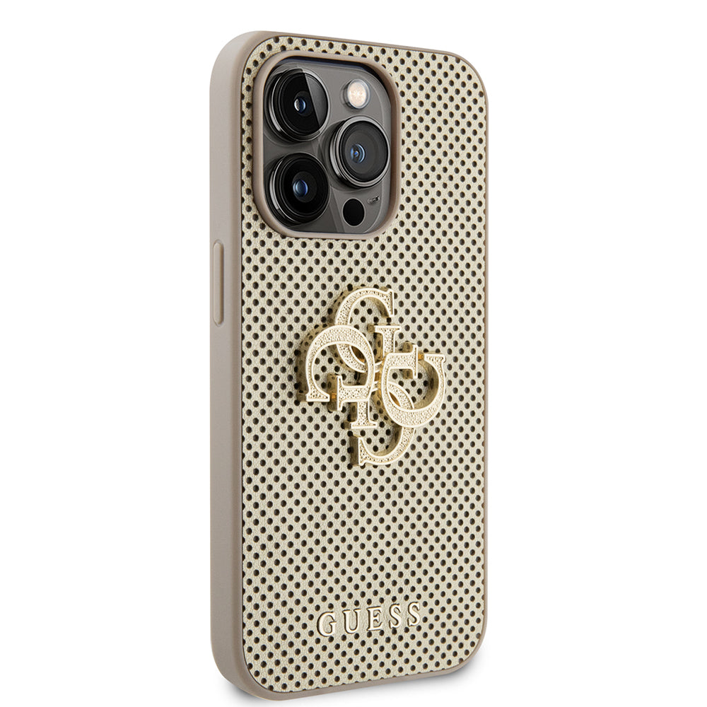 Custodia per Apple iPhone 15 Pro Max, Guess, Perforated 4G, Dorata
