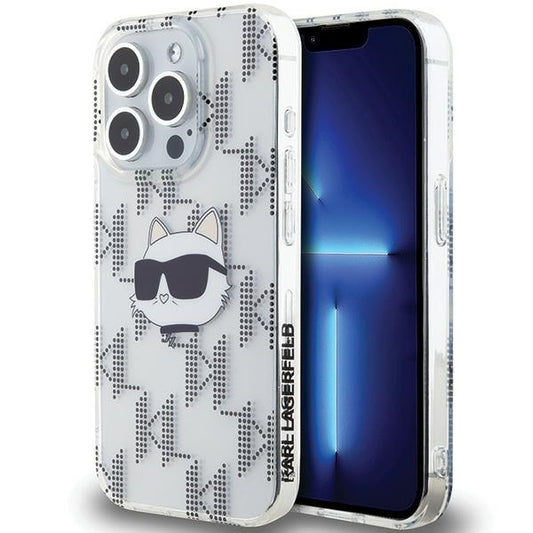 Custodia per Apple iPhone 15 Pro Max, Karl Lagerfeld, IML Electroplated Choupette Head, Trasparente