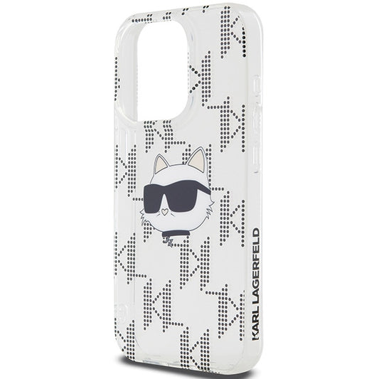 Custodia per Apple iPhone 15 Pro Max, Karl Lagerfeld, IML Electroplated Choupette Head, Trasparente