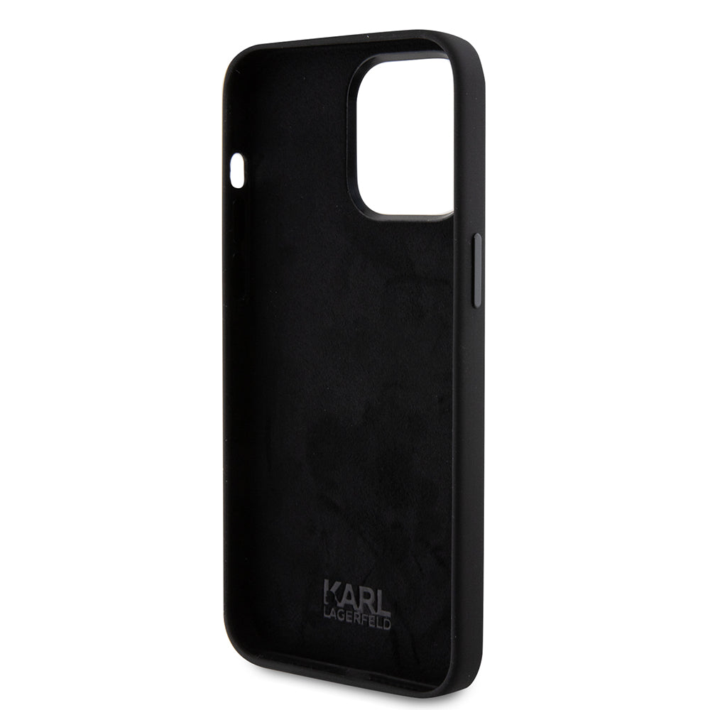 Custodia per Apple iPhone 15 Pro Max, Karl Lagerfeld, Silicone Karl & Choupette Heads, Nera