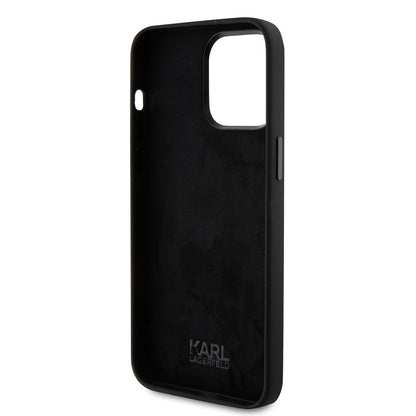 Custodia per Apple iPhone 15 Pro Max, Karl Lagerfeld, Silicone Karl & Choupette Heads, Nera