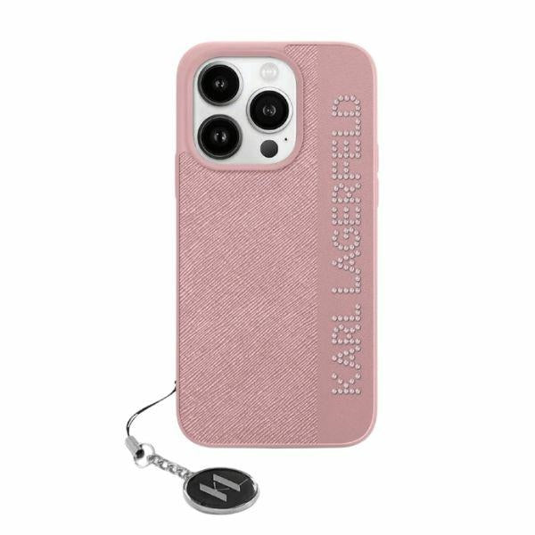 Custodia per Apple iPhone 15 Pro Max, Karl Lagerfeld, Saffiano Rhinestones & Charm, Rosa