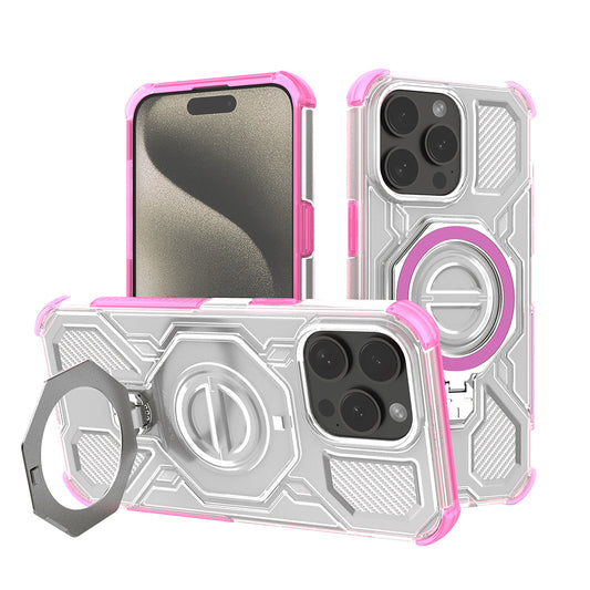 Custodia per Apple iPhone 15 Pro Max, Techsuit, Carbon Shield Pro, Rosa