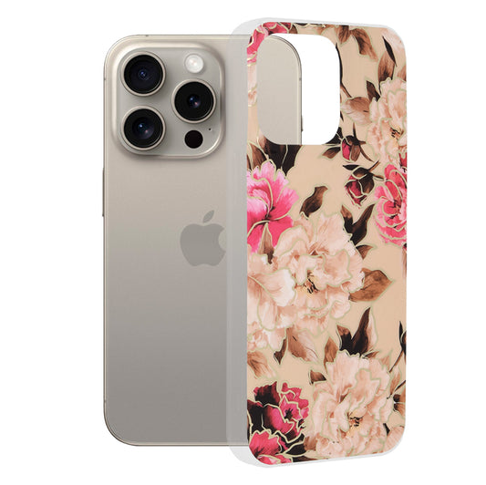 Custodia per Apple iPhone 15 Pro Max, Techsuit, Marble, Beige