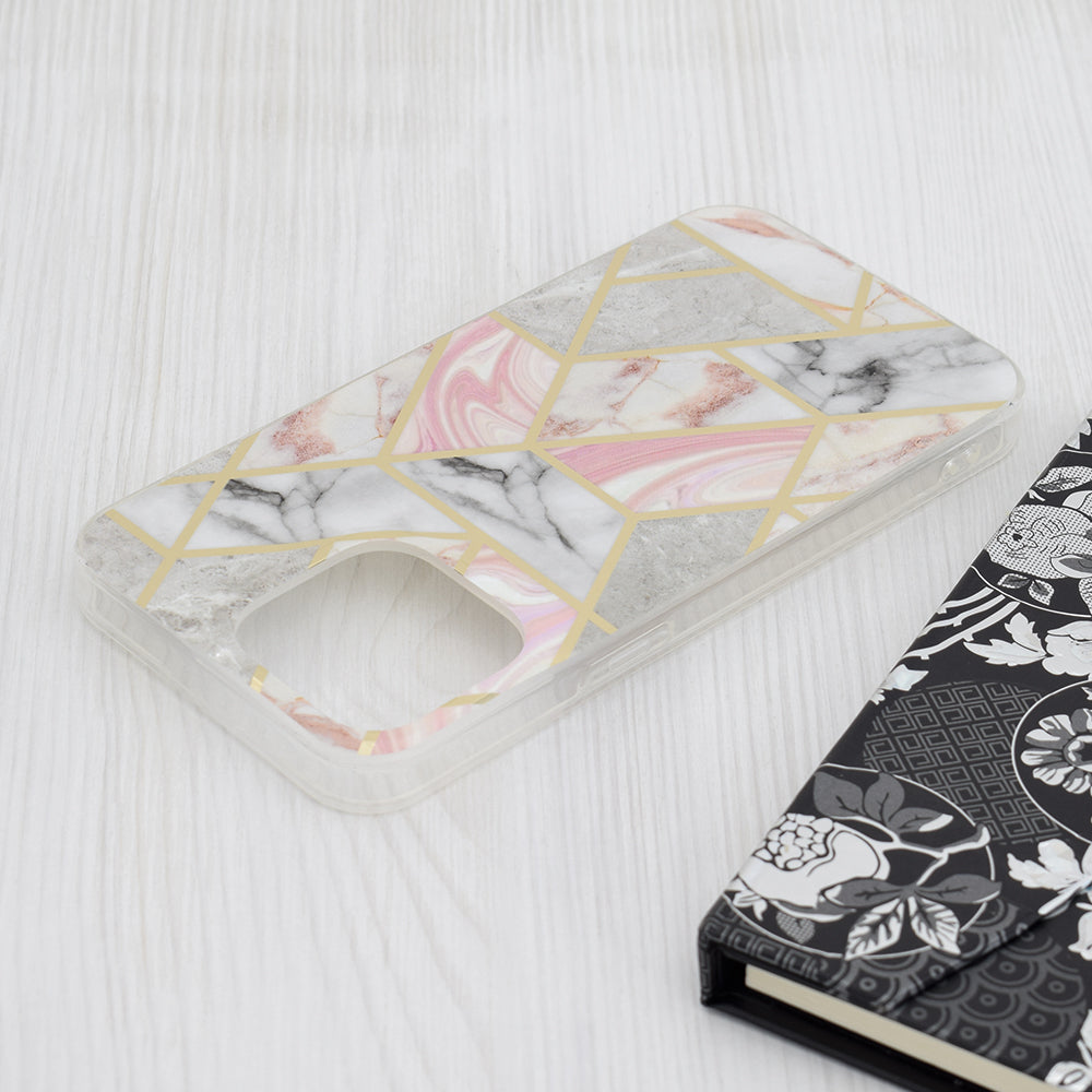 Custodia per Apple iPhone 15 Pro Max, Techsuit, Marble, Rosa