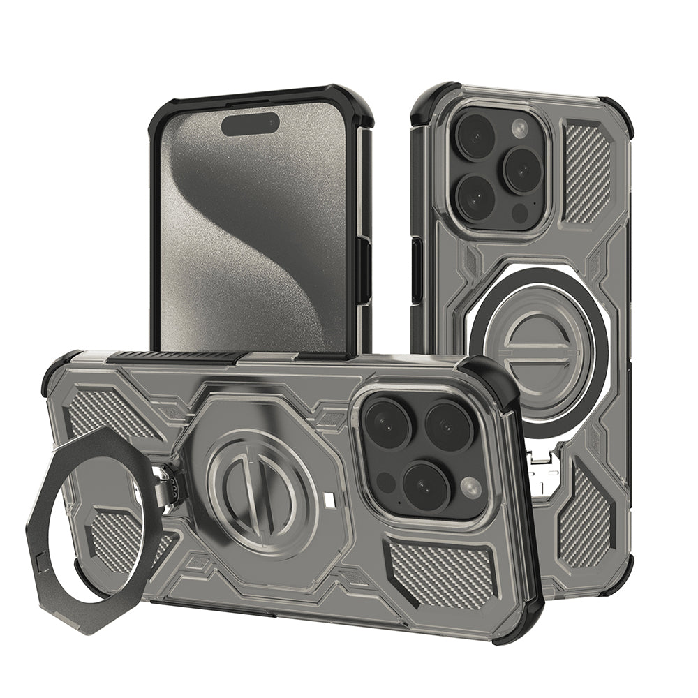 Custodia per Apple iPhone 15 Pro, Techsuit, Carbon Shield Pro, Fumo