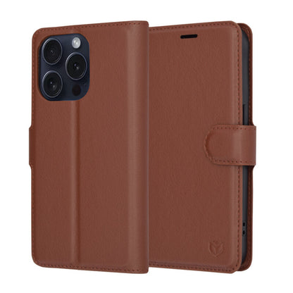 Custodia per Apple iPhone 15 Pro, Techsuit, Leather Folio, Marrone