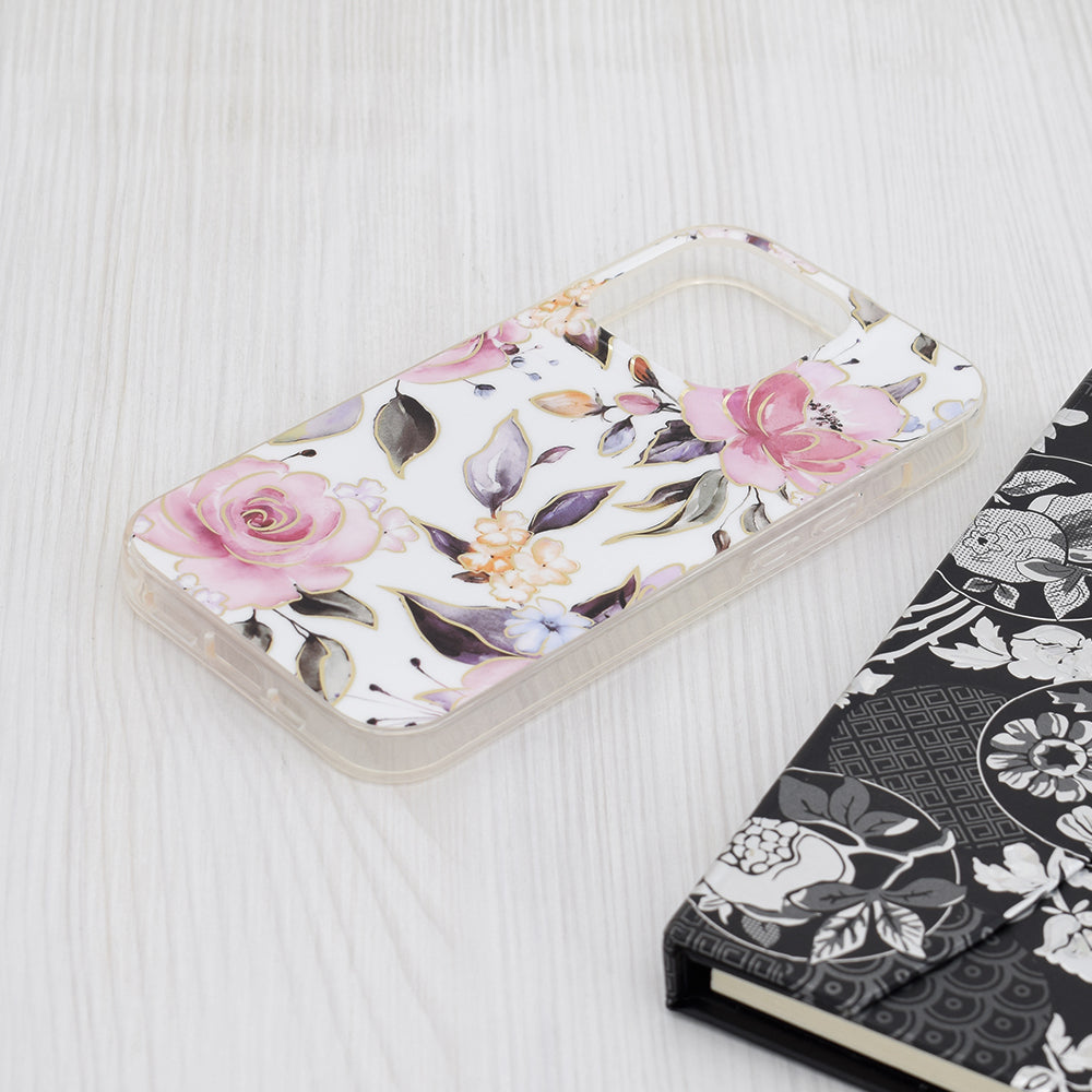 Custodia per Apple iPhone 15 Pro, Techsuit, Marble, Bianca