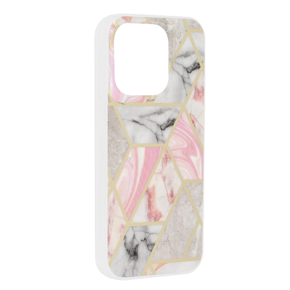 Custodia per Apple iPhone 15 Pro, Techsuit, Marble, Rosa