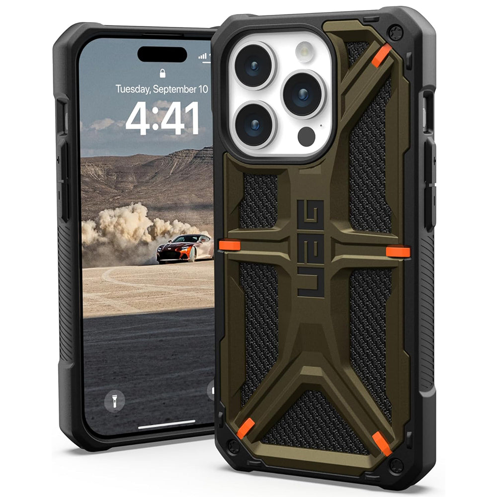 Custodia per Apple iPhone 15 Pro, Urban Armor Gear, Monarch Kevlar, Verde